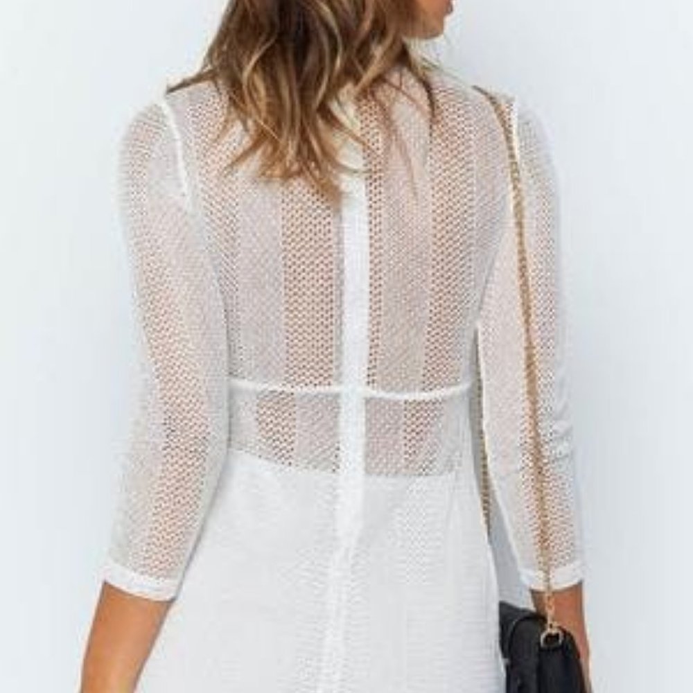 White Mesh Beginning Boutique Dress